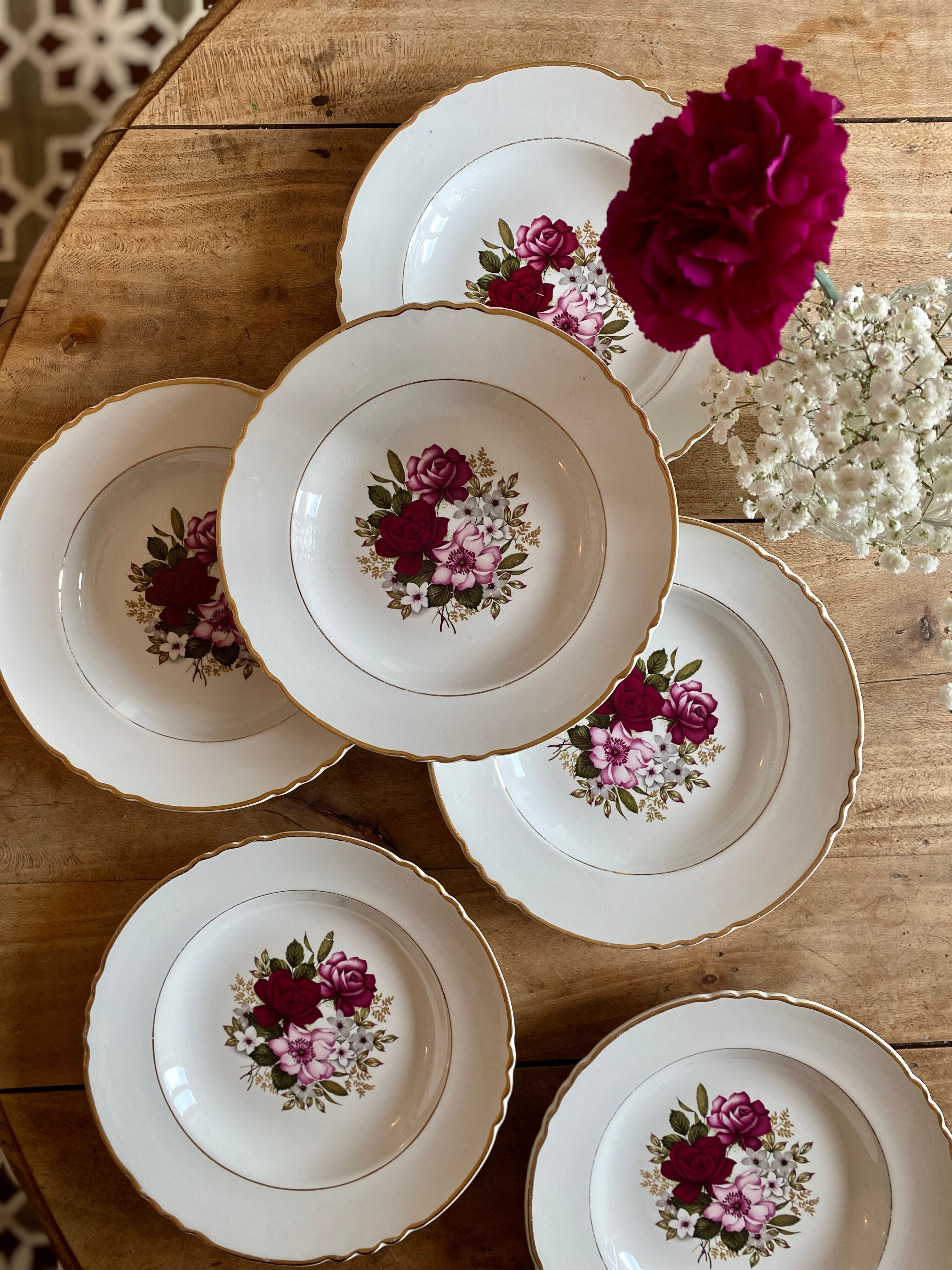 Set of 6 plates hollow vintage Moulin des Loups