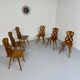 Set of 6 Alsatian double heart chairs in solid oak, early 20th century