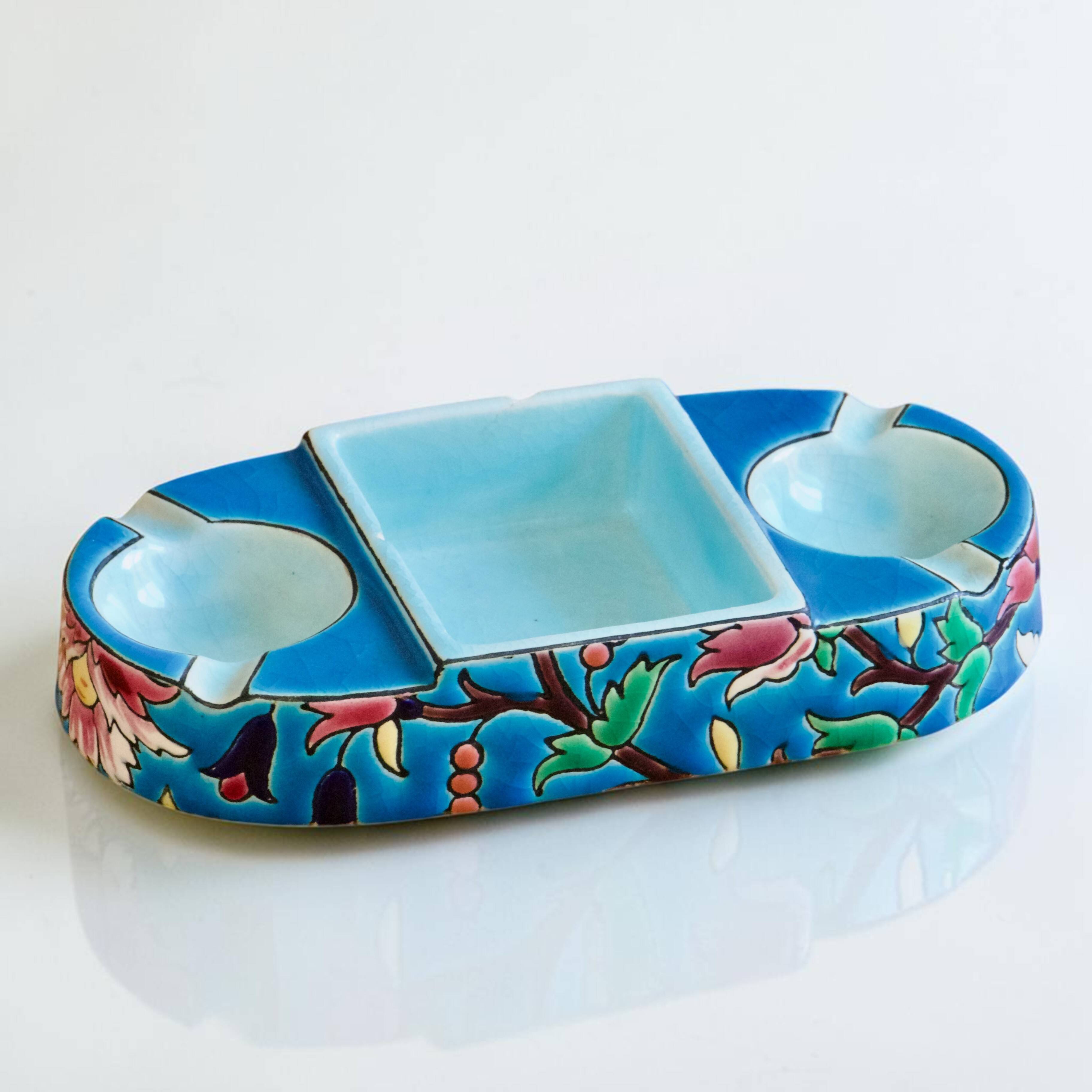 Necessary old ashtray in Longwy enamels
