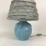Art Deco blue opaline lamp