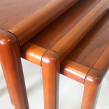 Set of 3 wood nesting tables, France 1970s