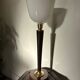 Art Deco lamp made of wood, brass, and opaline.
