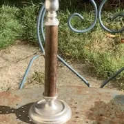 Metal and wood candlestick