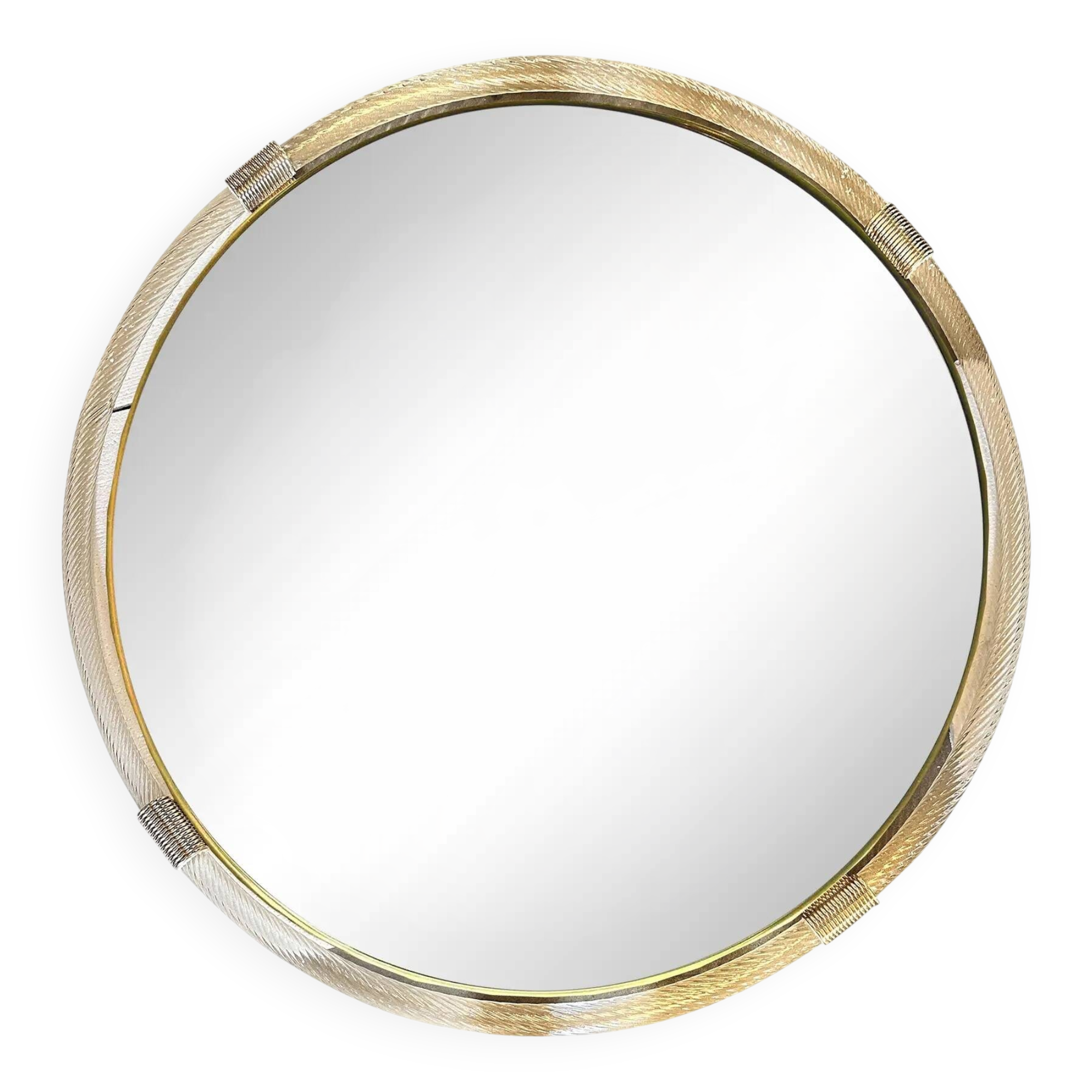 Large-Scale Venetian Murano Glass Wall Mirror with Gilt Torchon–Torciglione