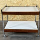60s 70s serving trolley dinette made of teak & chrome Danish Modern Design
