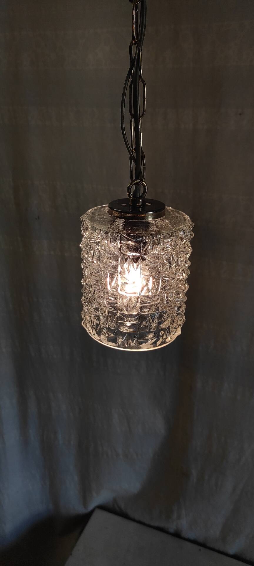 Glass and gilded metal suspension - mid 20th century
