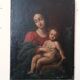 Old painting, oil on canvas, Virgin with Child