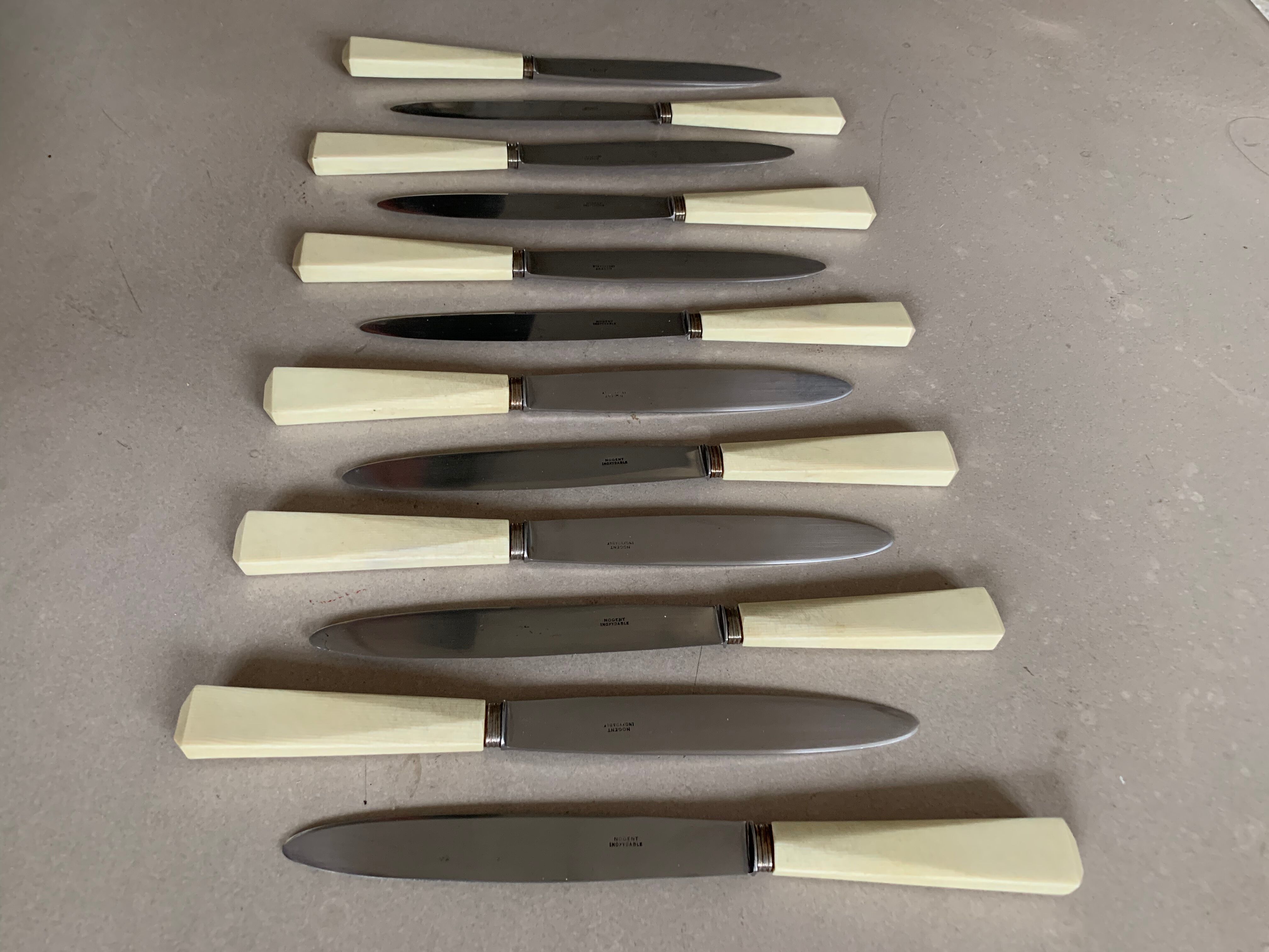 Set of 12 old Nogent knives