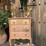 Petite commode ART DÉCO esprit coiffeuse terracotta