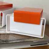 Pair of orange plexiglass wall sconces from the seventies.