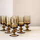 6 glasses in smoked glass foot