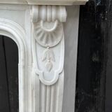 Louis XV style fireplace in white Carrara marble circa 1980