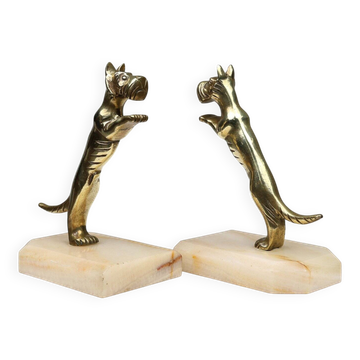 Art Deco Bookends in Copper with Marble Bases, France, 1930s, Set of 2