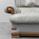 Pair of vintage armchairs in grey leather and wood, 1950s modernism