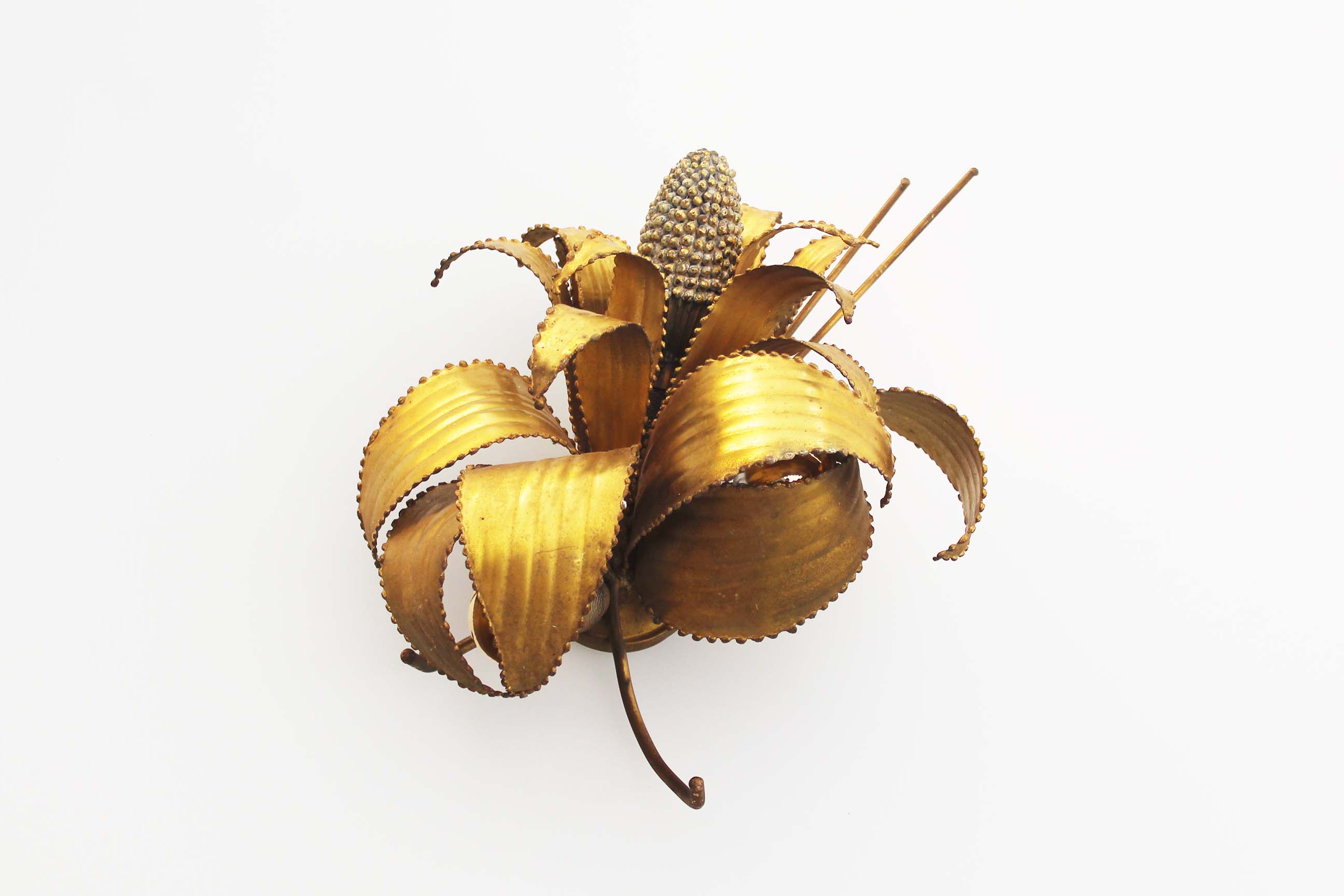 Brass torch cut 'corn cob' wall lamp