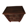Ancienne table chinoise à tiroirs en orme foncé
