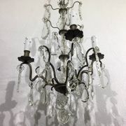 Chandelier 4 Lights Crystal And White Bronze