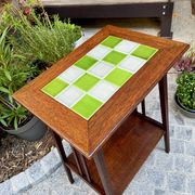 Art Nouveau side table 1910 with double tops in dark oak.