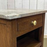 1930s Art Deco oak and marble top bedside table
