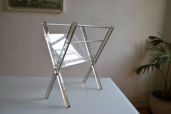 Porte revue moderniste Pop Space age plexiglas fumé vintage années 70