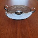 Art Deco smoked glass and chrome-plated metal bowl – 1930s