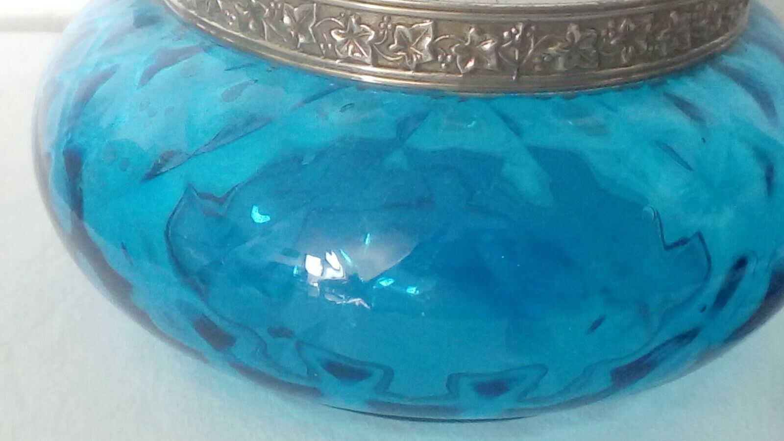 Pot to biscuit in verre bleu epoque art new debut xxy