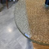 Asymmetrical tripod coffee table in granite glass, vintage bean shape, an50s