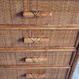 Vintage rattan chest of drawers circa 70s