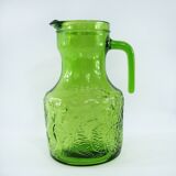 Green molded glass pitcher - Bormioli Fidenza made in Italy - vintage 60's