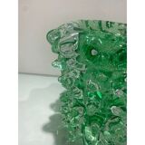 Rostrato green murano glass vase