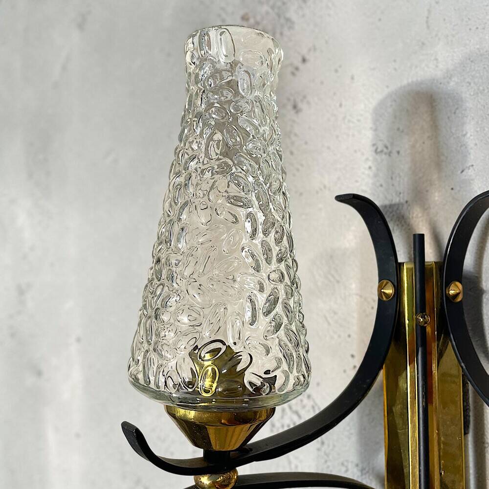 Pair Mid Century Itaian Modern  double wall sconce