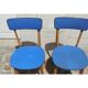 Pair of chairs in wood and blue coating