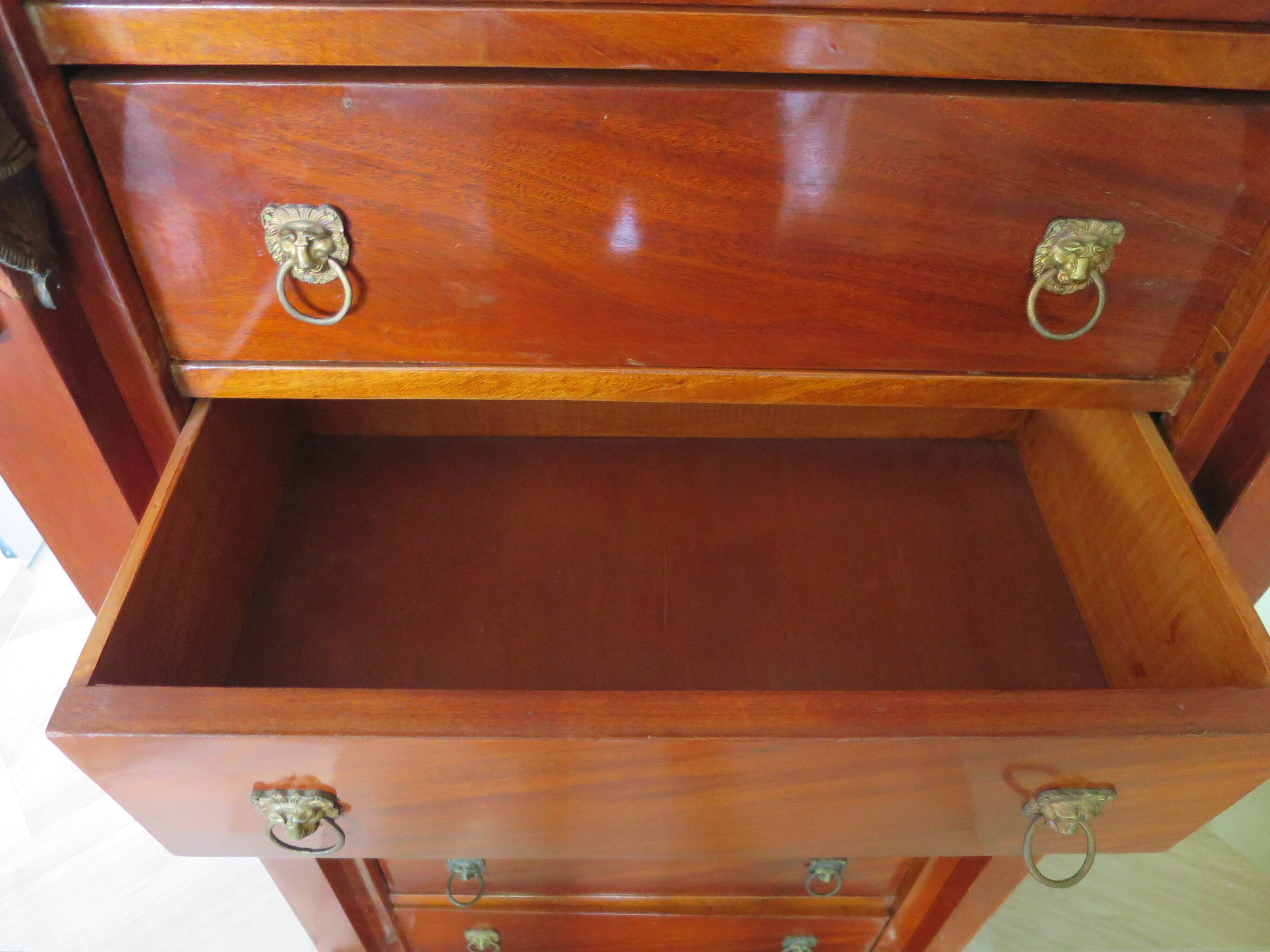 Antique Weekly Planner/Empire Style Commode-Caryatid-Patinated Bronze - 1950