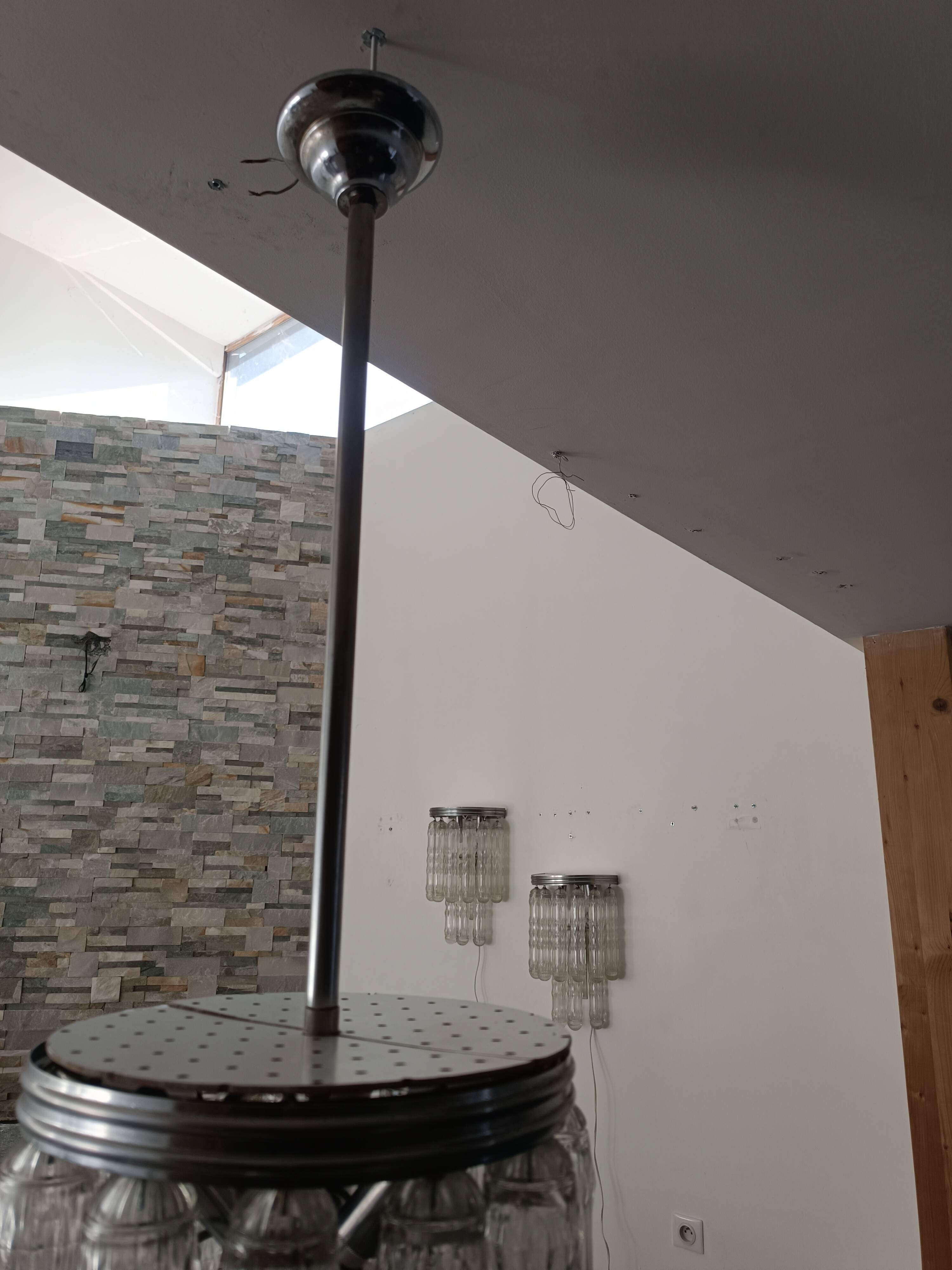 Chandelier and wall lights in Murano glass by Venini 1970s