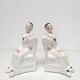 Pair of earthenware bookends Pierrot made in Holland 1970
