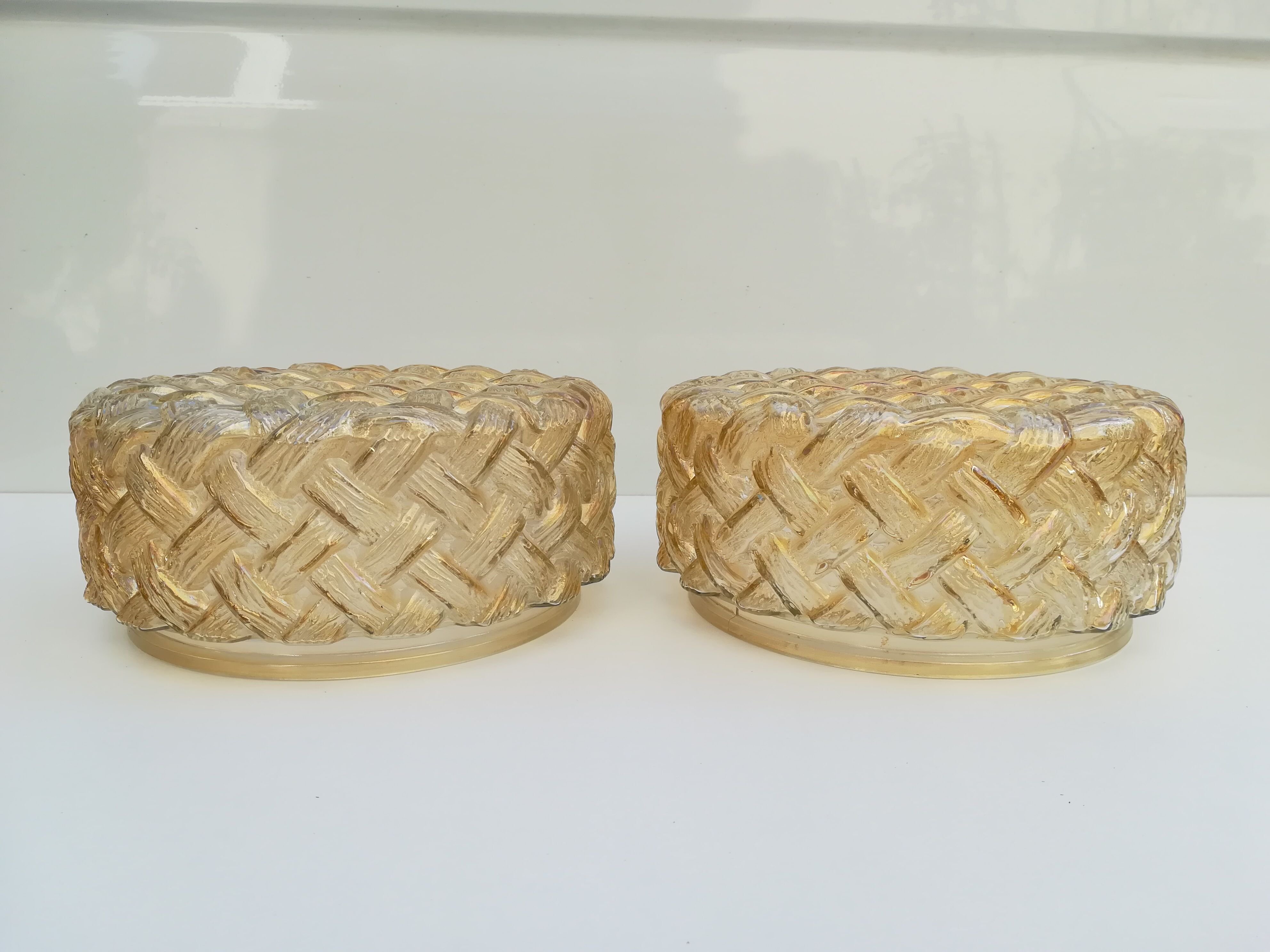 TWO PLAFONNIERS IN VERRE SOUFFLE