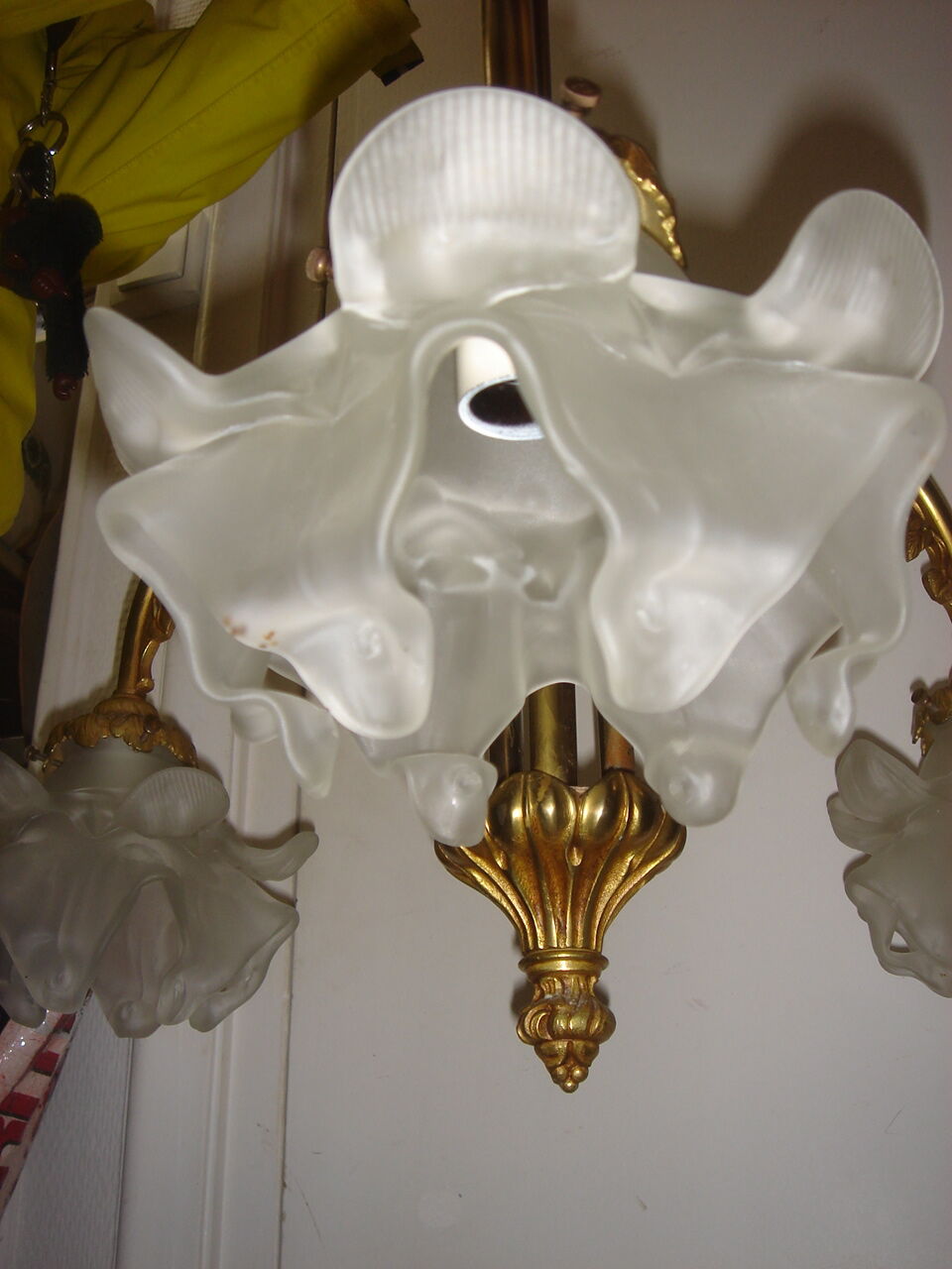 Chandelier bronze 3 tulip glass beginning XX