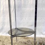 Side table metal chrome and smoked glass, 70s-80s
