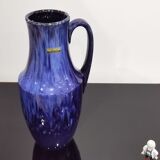 Handle vase West Germany 407-35 in vintage blue ceramic Scheurich 70'S