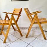 Pair of Clairitex France vintage garden armchairs from the 70s, solid wood