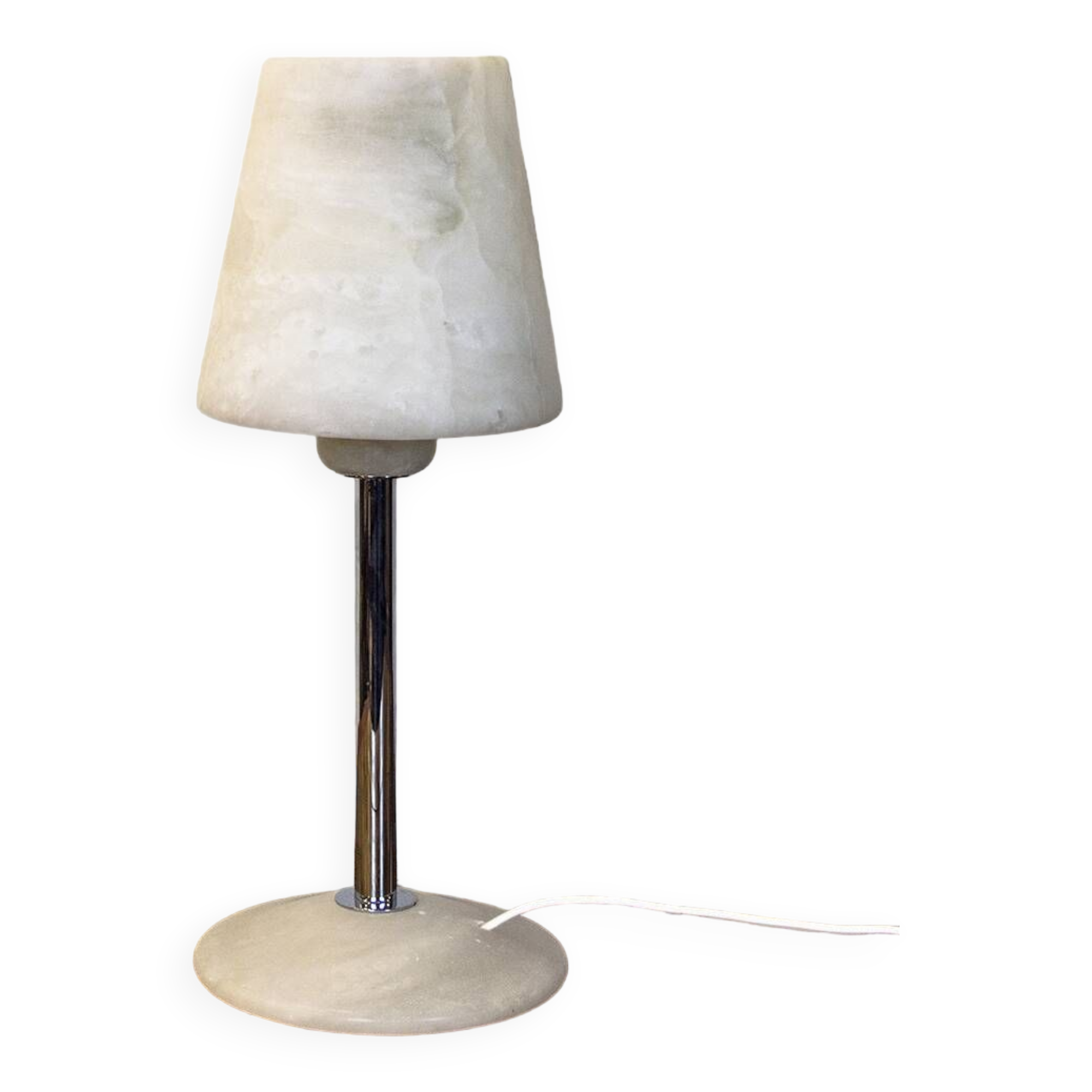 Chromed Metal And Alabaster Table Lamp, Spain, 1980's