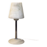 Chromed Metal And Alabaster Table Lamp, Spain, 1980's