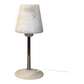 Chromed Metal And Alabaster Table Lamp, Spain, 1980's