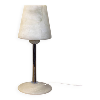 Chromed Metal And Alabaster Table Lamp, Spain, 1980's