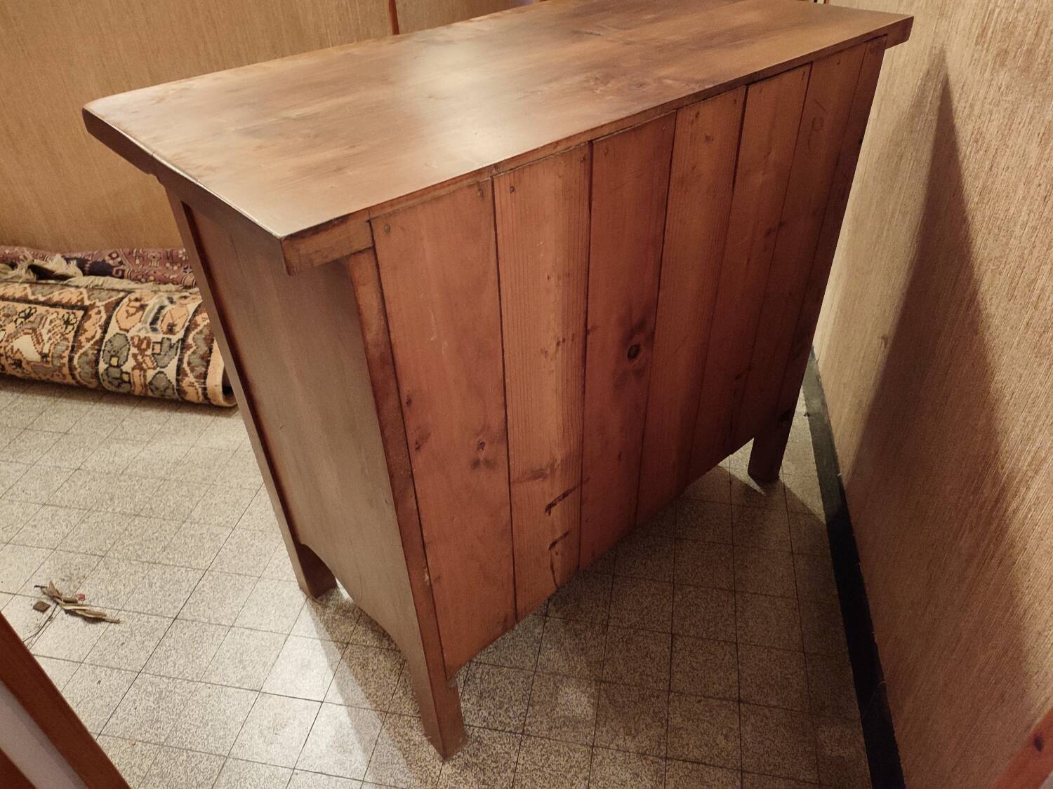 Small solid walnut pedestal sideboard