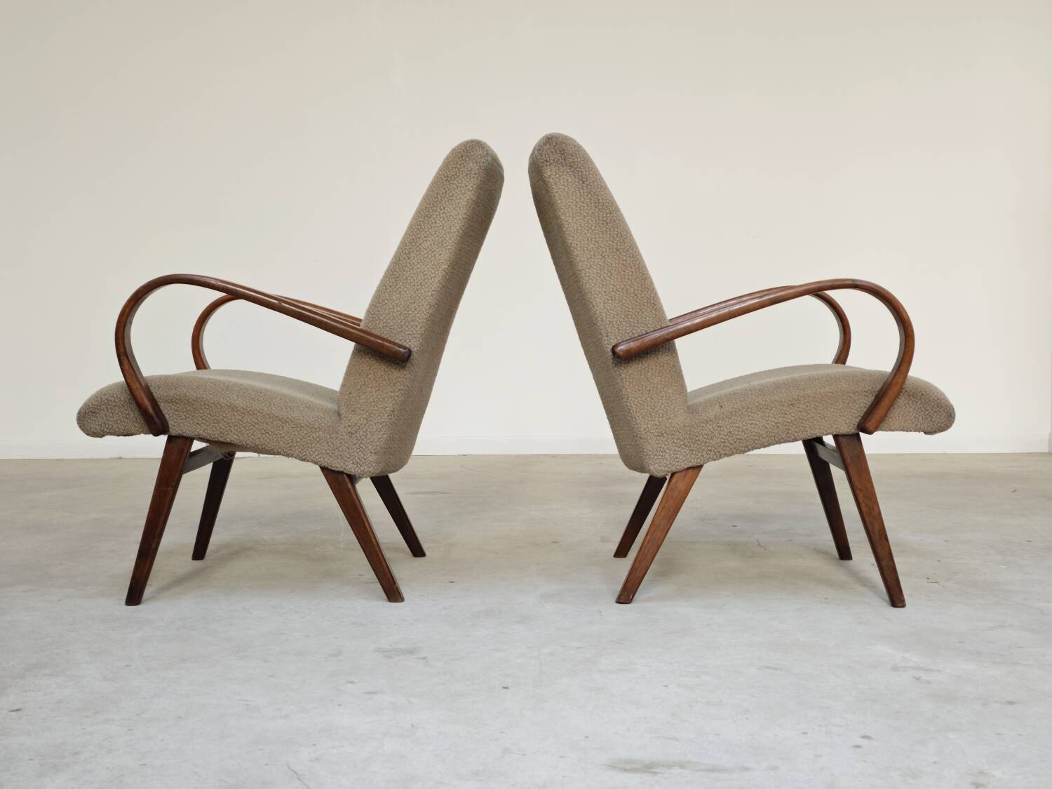 Pair of grey mottled armchairs by Jaroslav Smidek for TON Bystrice