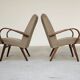 Pair of grey mottled armchairs by Jaroslav Smidek for TON Bystrice