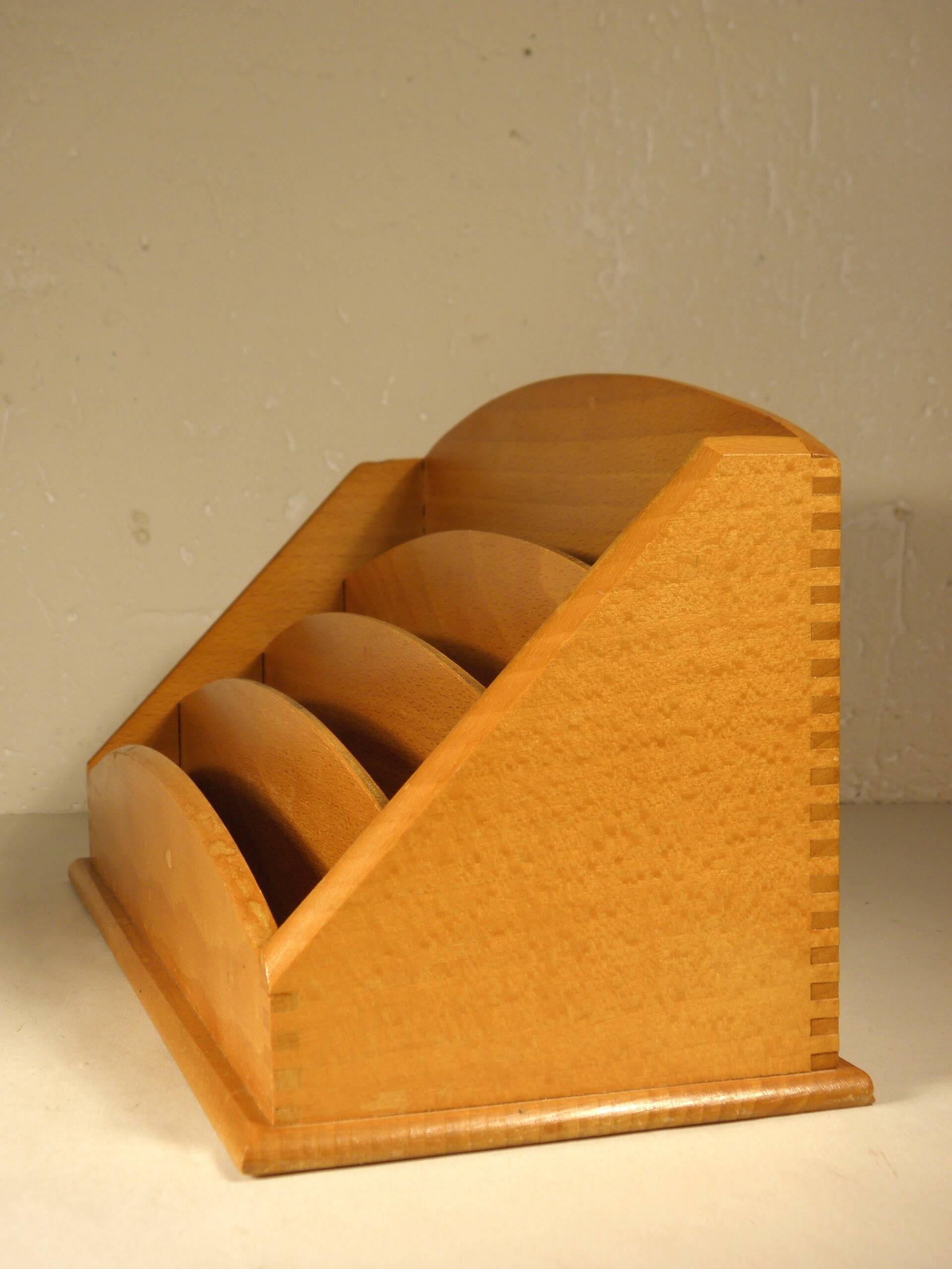 Letter holder, wooden mail holder from the 1950s