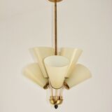 Chandelier Kamenický Šenov – Czechoslovakia, 1950s, brass and glass