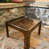 Table basse 1970 plexi translucide marron